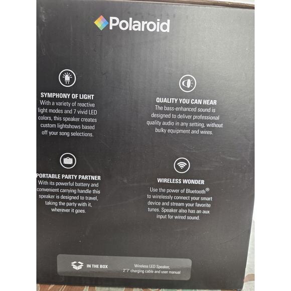 Polaroid Bluetooth Music Responsive Wireless Speaker LED Rechargeable Bass Boost - Picture 4 of 13